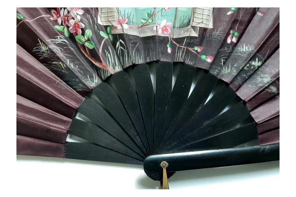 The open window, mouchoir fan, circa 1900