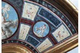 Venus et Cupidon, d'après Raphael. feuille d'éventail du Grand Tour XVIIIème siècle