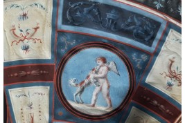 Venus et Cupidon, d'après Raphael. feuille d'éventail du Grand Tour XVIIIème siècle
