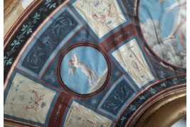 Venus et Cupidon, d'après Raphael. feuille d'éventail du Grand Tour XVIIIème siècle