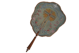 Devotional fixed fan with arte povera, Italy, circa 1760