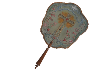 Devotional fixed fan with arte povera, Italy, circa 1760