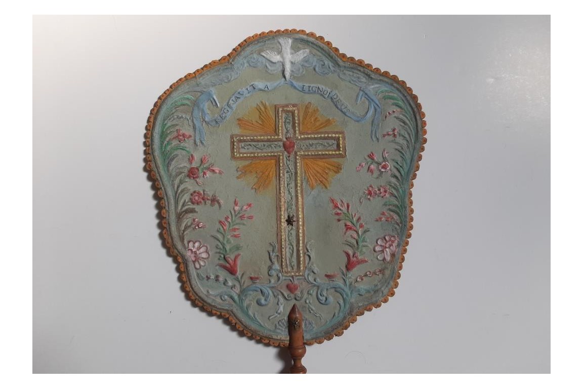 Devotional fixed fan with arte povera, Italy, circa 1760
