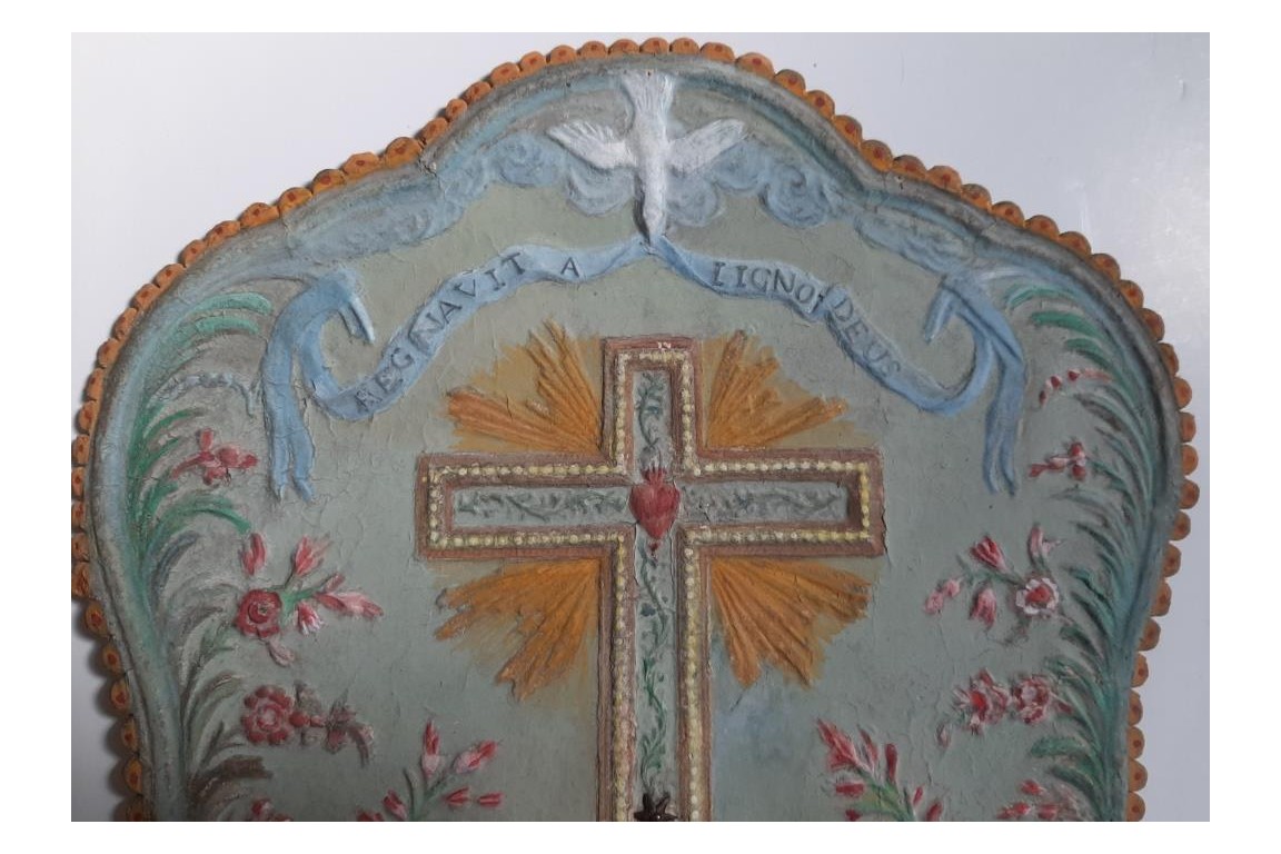 Devotional fixed fan with arte povera, Italy, circa 1760