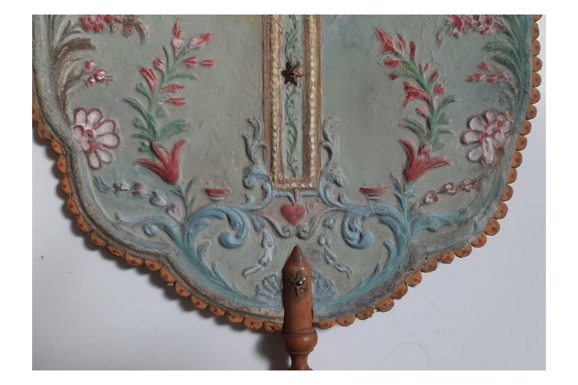 Devotional fixed fan with arte povera, Italy, circa 1760