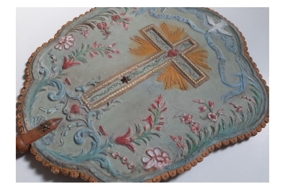Devotional fixed fan with arte povera, Italy, circa 1760