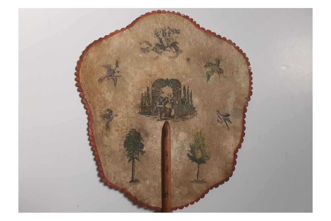 Devotional fixed fan with arte povera, Italy, circa 1760