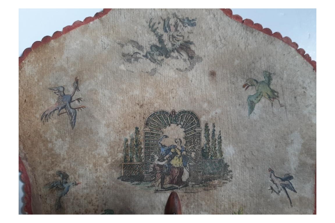 Devotional fixed fan with arte povera, Italy, circa 1760