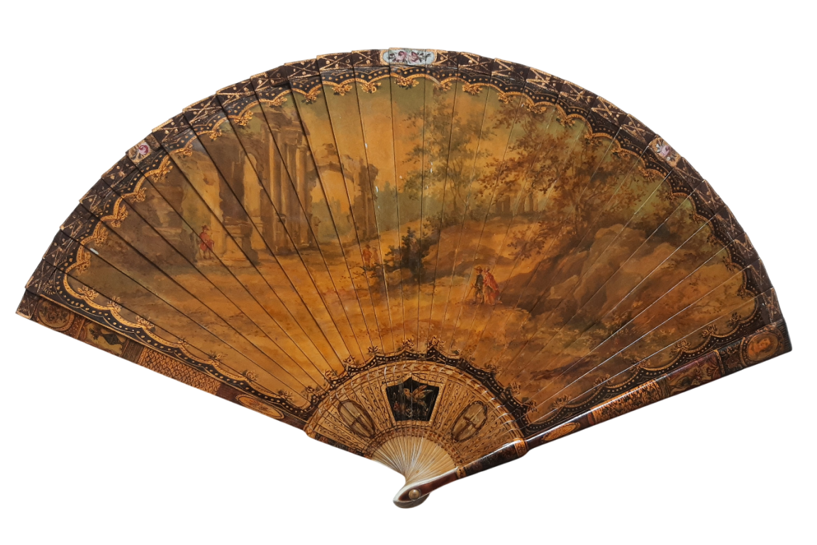 Aeneas and Dido, 19th century fan
