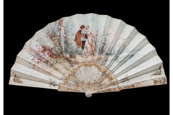 The gaze of love, fan by Micaël and Alexandre, circa 1880-95