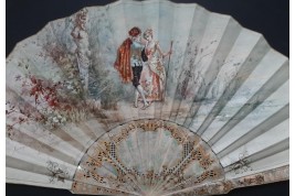 Le regard de l'amour, éventail de Micaël et Alexandre, vers 1880-95