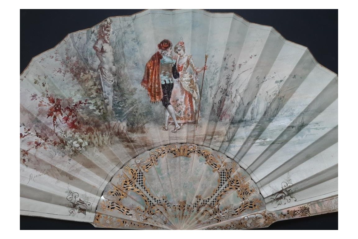 The gaze of love, fan by Micaël and Alexandre, circa 1880-95