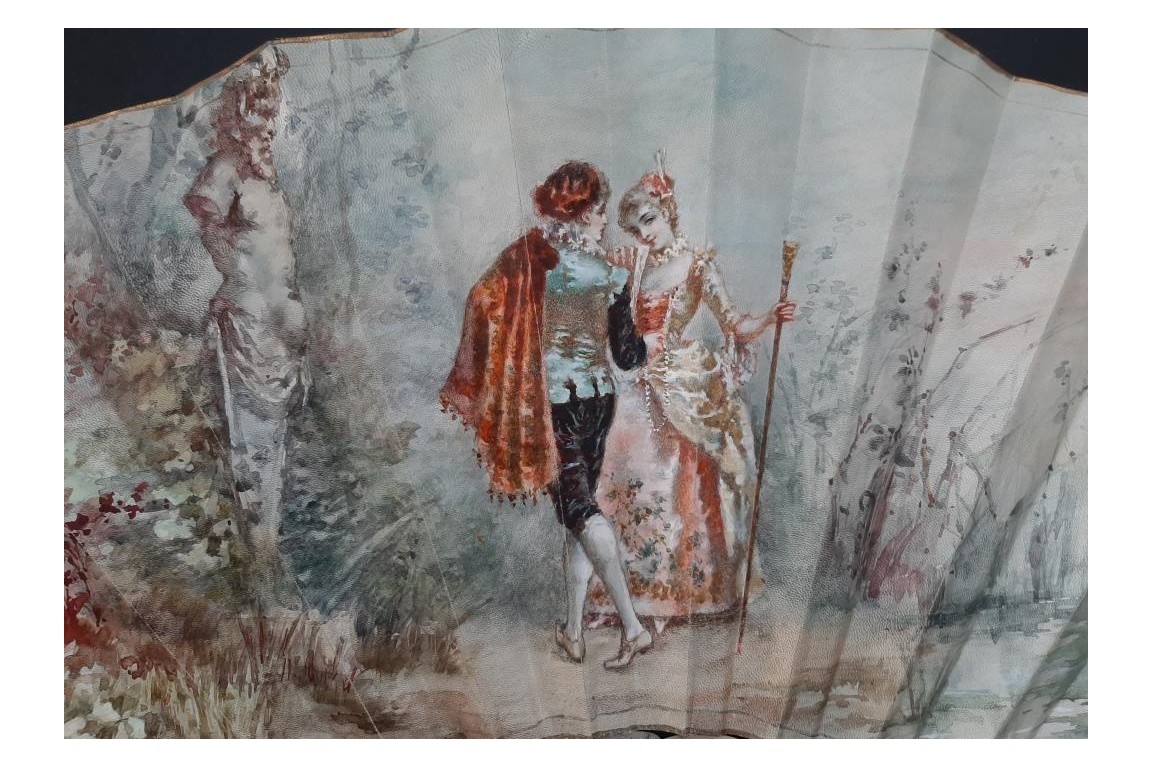 The gaze of love, fan by Micaël and Alexandre, circa 1880-95