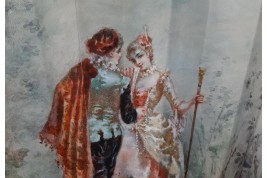 The gaze of love, fan by Micaël and Alexandre, circa 1880-95