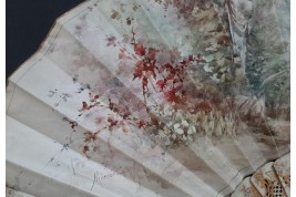 The gaze of love, fan by Micaël and Alexandre, circa 1880-95