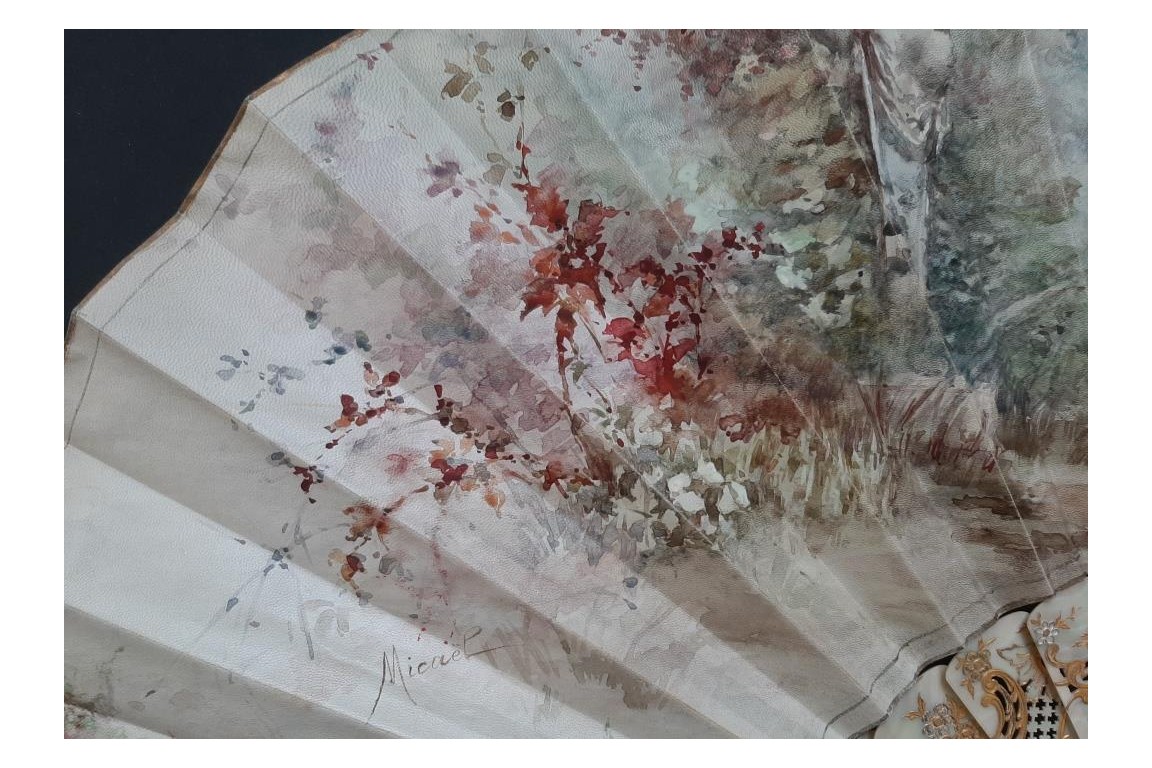 The gaze of love, fan by Micaël and Alexandre, circa 1880-95