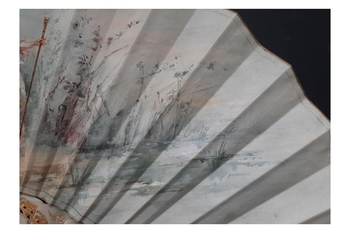 Le regard de l'amour, éventail de Micaël et Alexandre, vers 1880-95