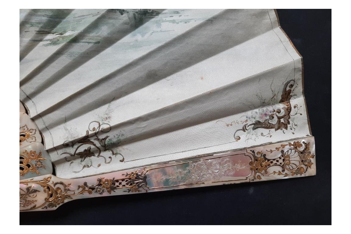 Le regard de l'amour, éventail de Micaël et Alexandre, vers 1880-95