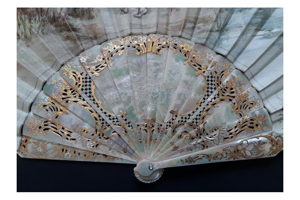 The gaze of love, fan by Micaël and Alexandre, circa 1880-95