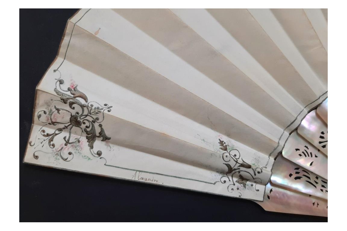 Le regard de l'amour, éventail de Micaël et Alexandre, vers 1880-95