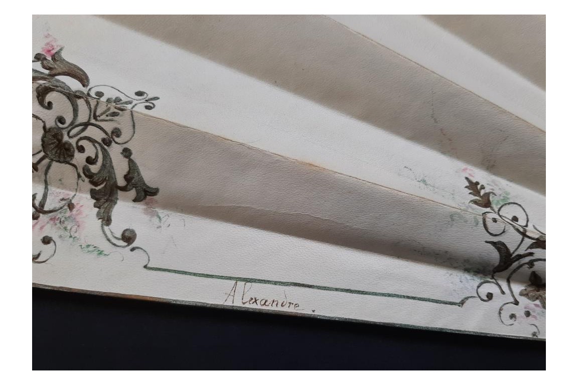 Le regard de l'amour, éventail de Micaël et Alexandre, vers 1880-95