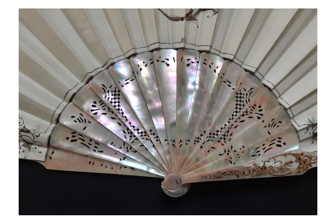 The gaze of love, fan by Micaël and Alexandre, circa 1880-95