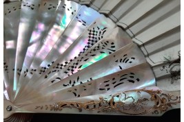 Le regard de l'amour, éventail de Micaël et Alexandre, vers 1880-95