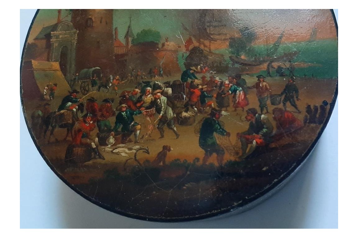 The fish market, 18th century snuffbox