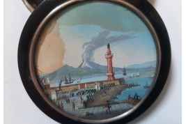 Vesuvius, green tortoiseshell snuffbox, 19th century