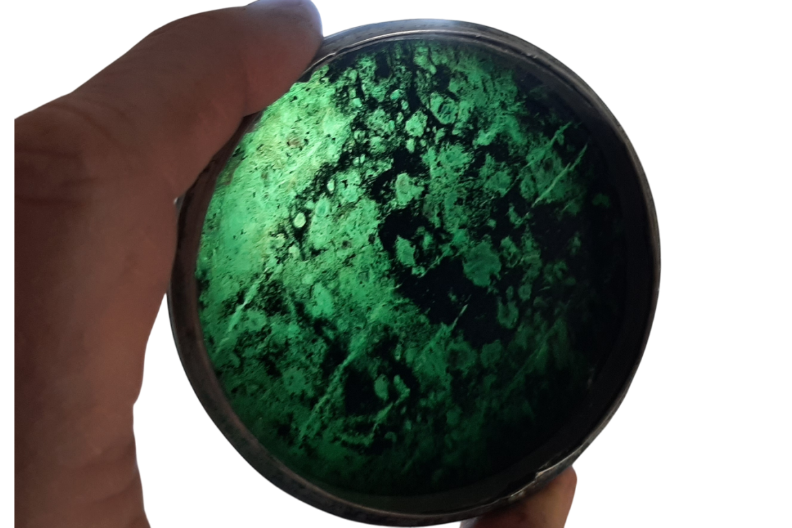 Vesuvius, green tortoiseshell snuffbox, 19th century