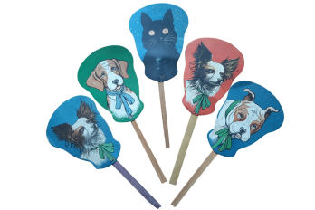 One cat and four dogs, advertising fixed fans for Kina Lillet and Ric-Ka