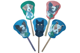 One cat and four dogs, advertising fixed fans for Kina Lillet and Ric-Ka