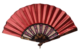 Red sultane, Chinese fan, 19th century