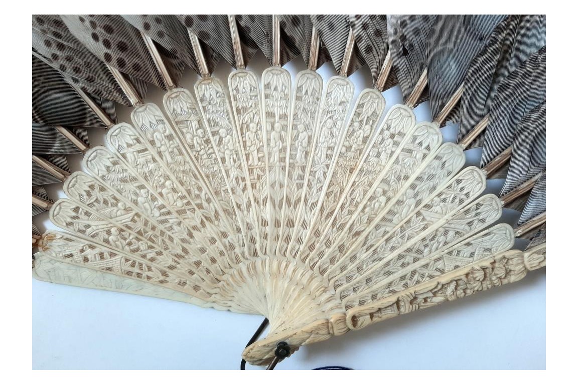 Argus, feather fan, China circa 1850