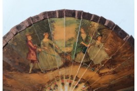 L'enfance d'après Lancret, éventail miniature XIXème