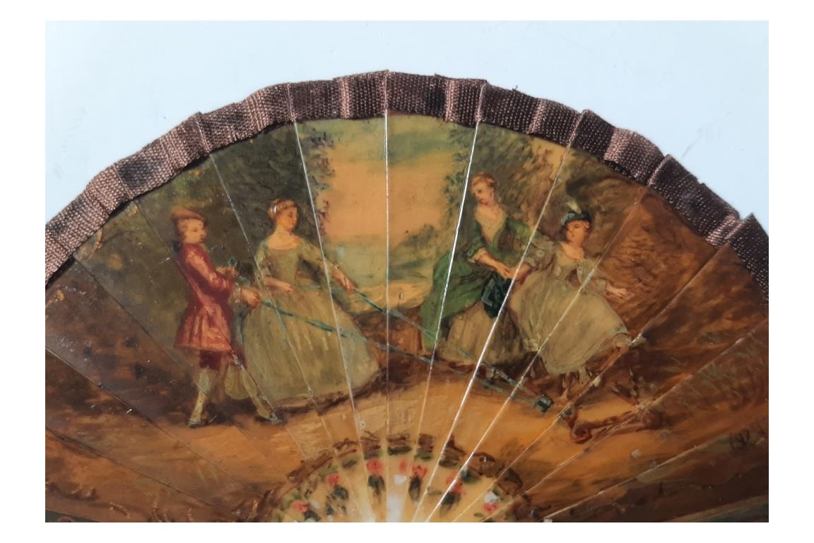 L'enfance d'après Lancret, éventail miniature XIXème