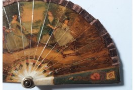 L'enfance d'après Lancret, éventail miniature XIXème