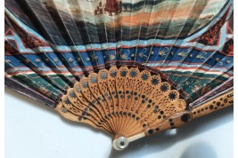 Piazza del Popolo and Vesuvius from Pompeii (?), fan circa 1805–1810