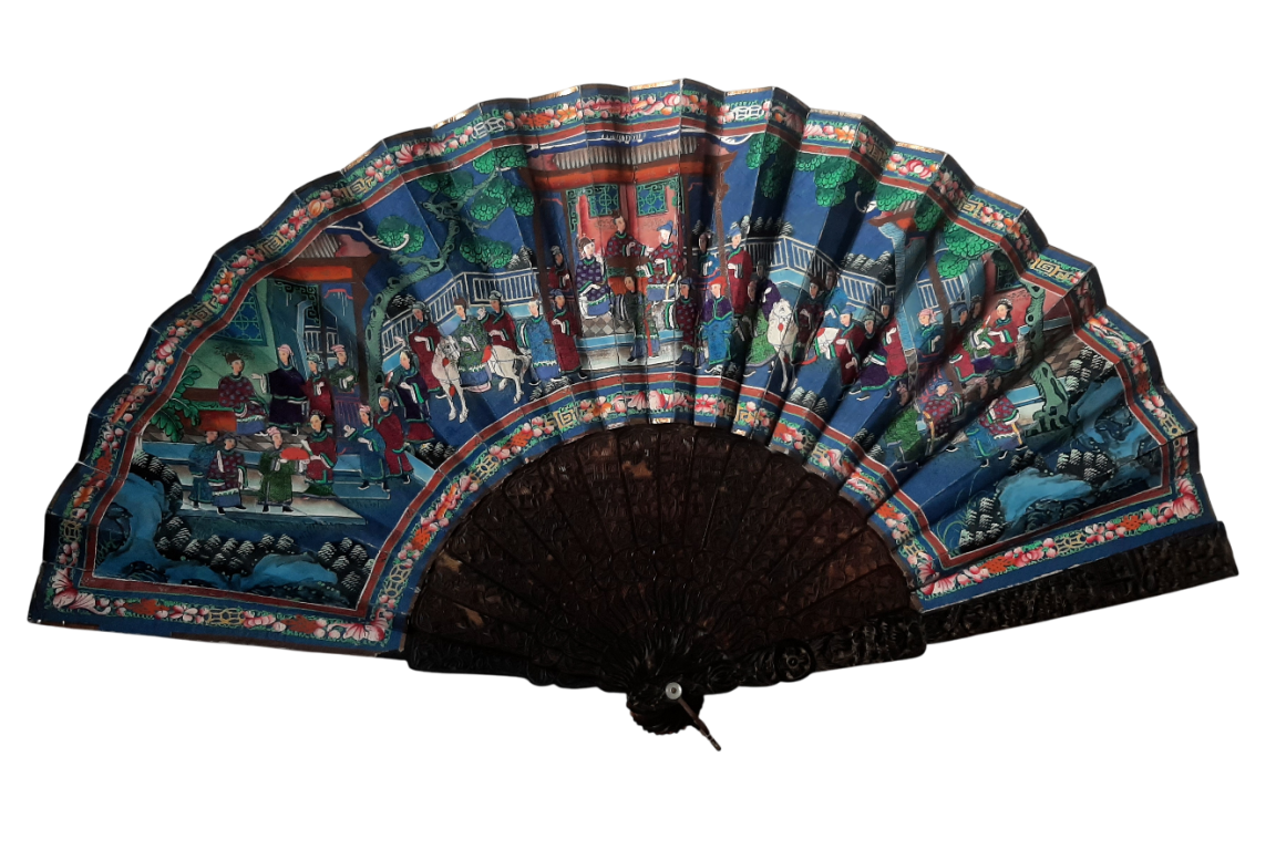 Canton en écaille, éventail Chine XIXeme