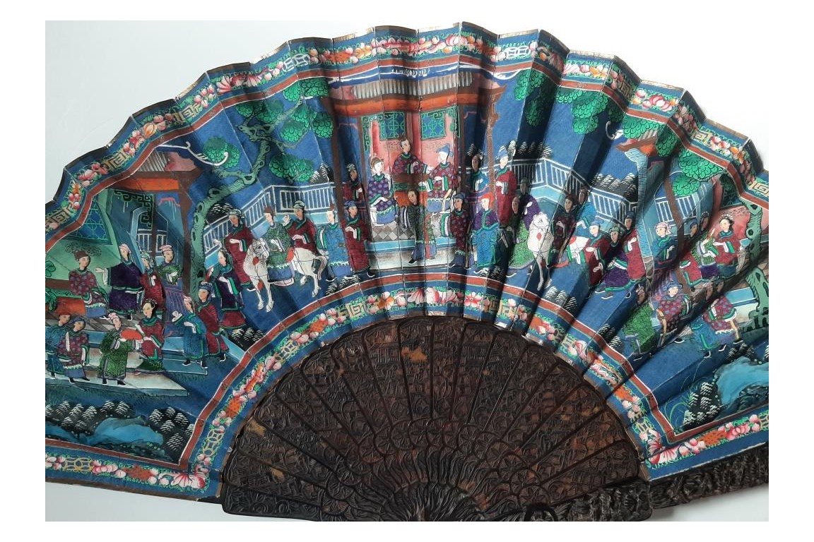 Canton en écaille, éventail Chine XIXeme