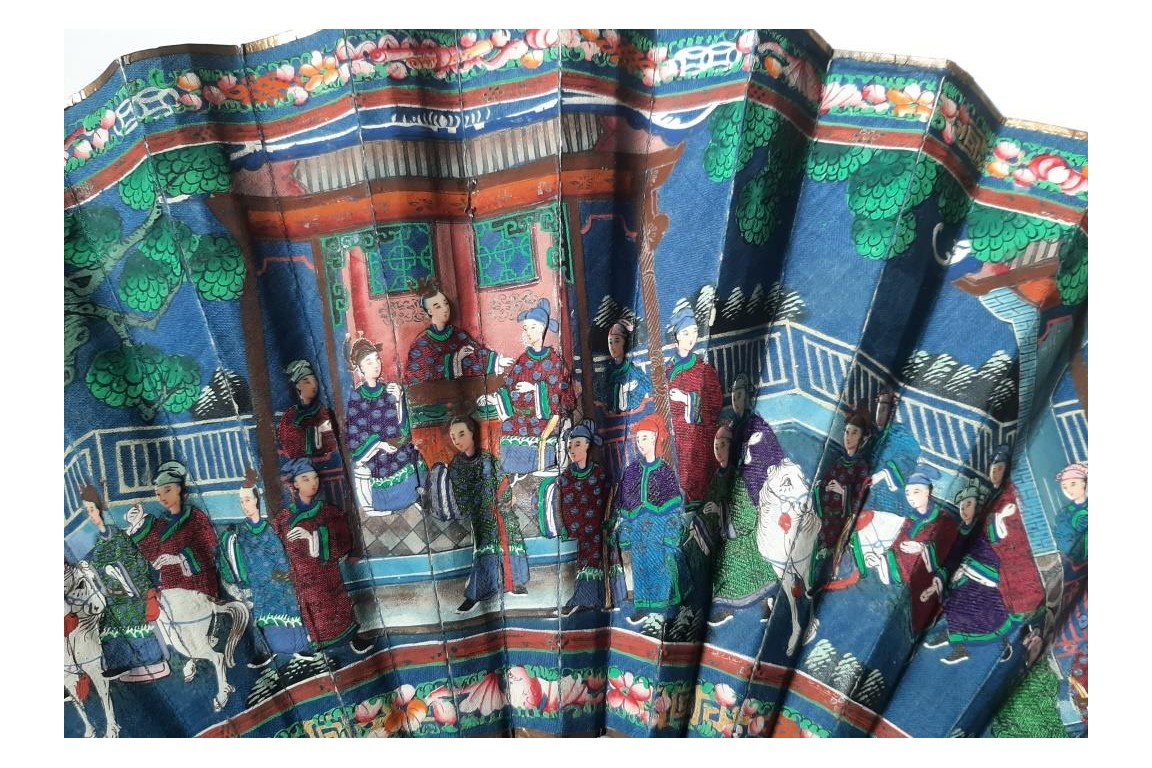 Canton en écaille, éventail Chine XIXeme