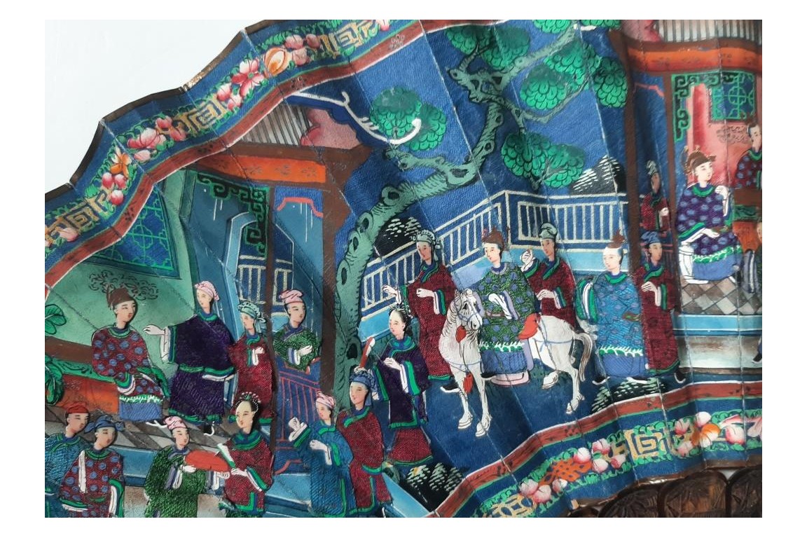 Canton en écaille, éventail Chine XIXeme