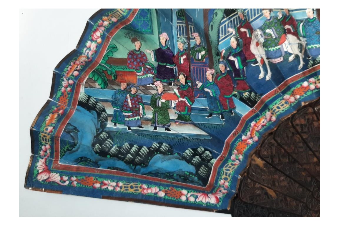 Canton en écaille, éventail Chine XIXeme