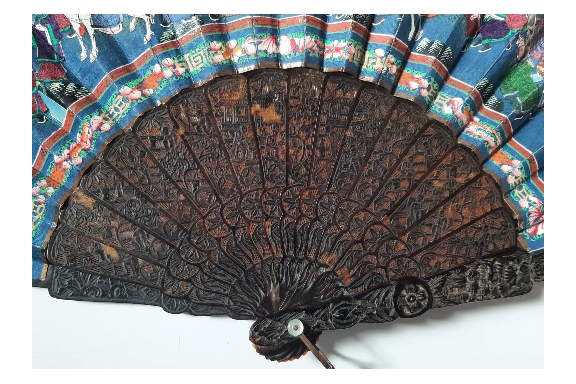 Canton en écaille, éventail Chine XIXeme