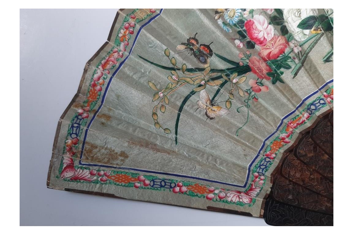 Canton en écaille, éventail Chine XIXeme