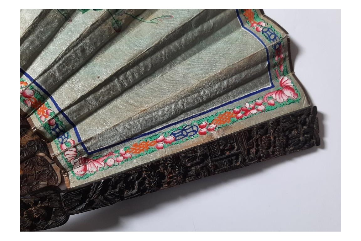 Canton en écaille, éventail Chine XIXeme