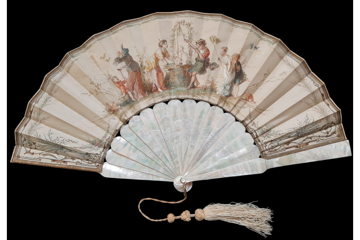 Catching love, Lasellaz fan, late 19th century