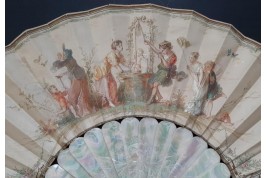 Attraper l’amour, éventail de Lasellaz fin XIXème siècle
