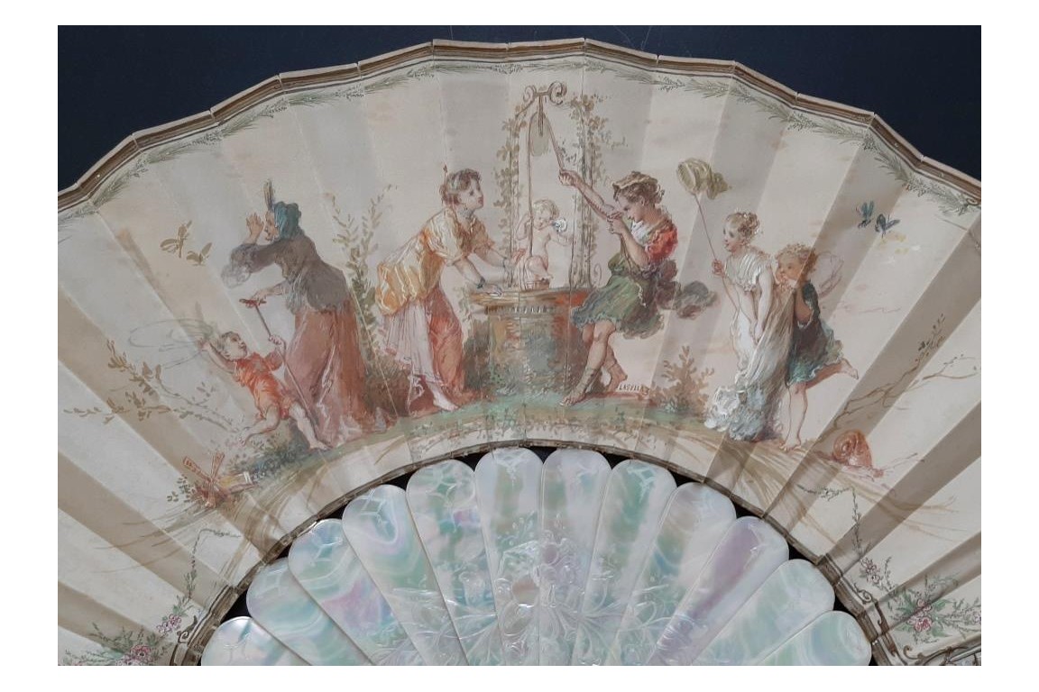 Catching love, Lasellaz fan, late 19th century