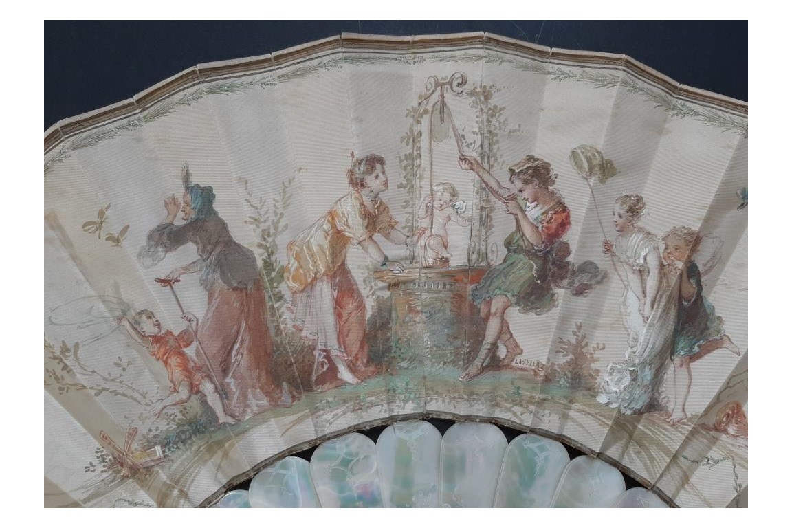 Catching love, Lasellaz fan, late 19th century